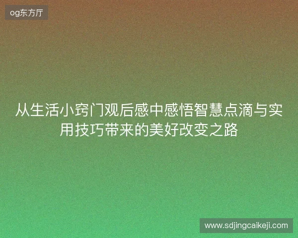 从生活小窍门观后感中感悟智慧点滴与实用技巧带来的美好改变之路